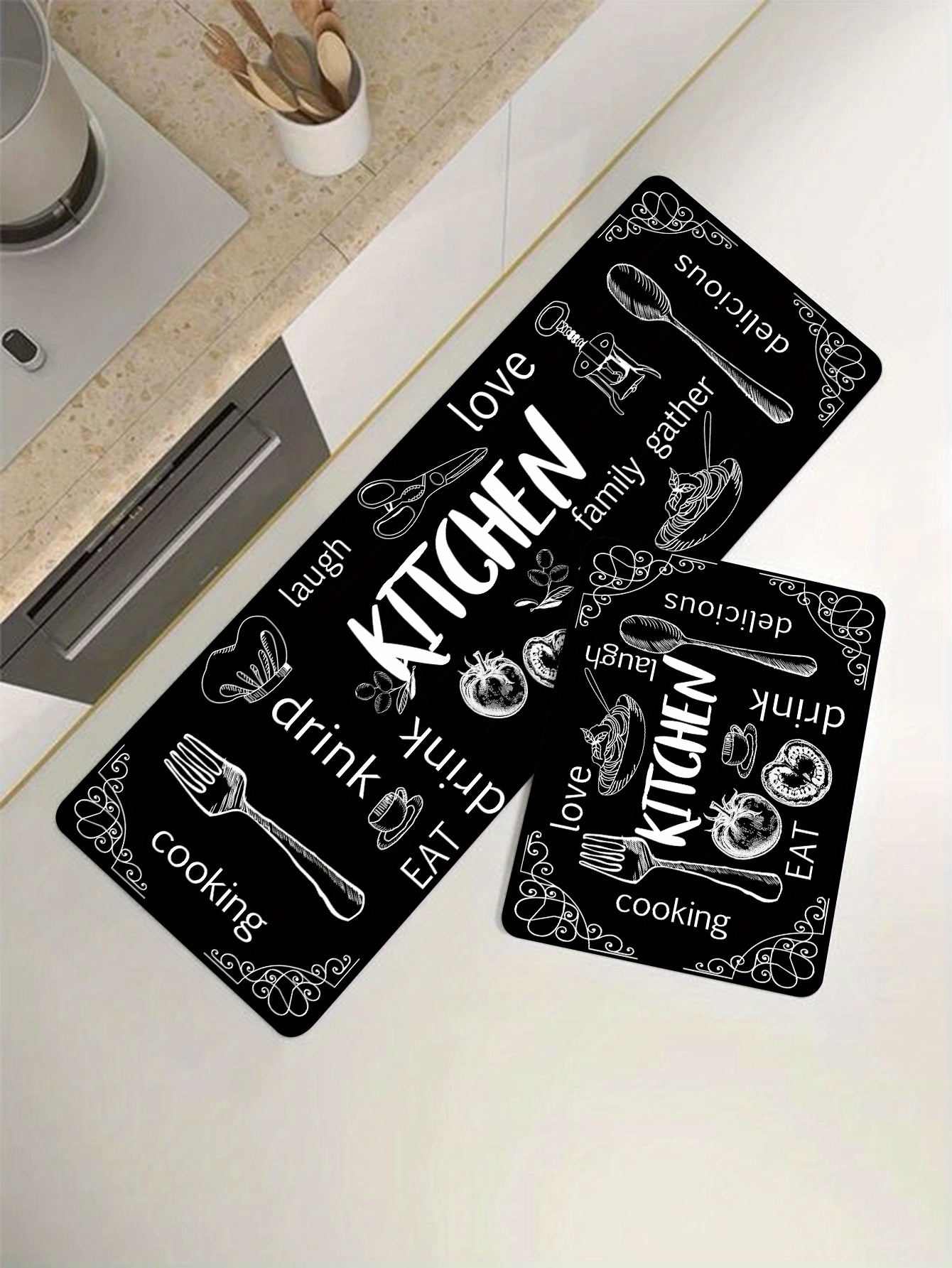 1pc anti   kitchen mat non slip thick cushioned kitchen rug runner rug heavy duty   standing mats waterproof kitchen laundry hallway carpet details 3