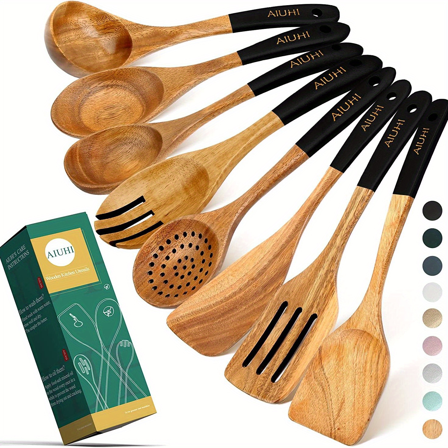 Wooden Cooking Utensils For Kitchen Nonstick Non Scratch - Temu