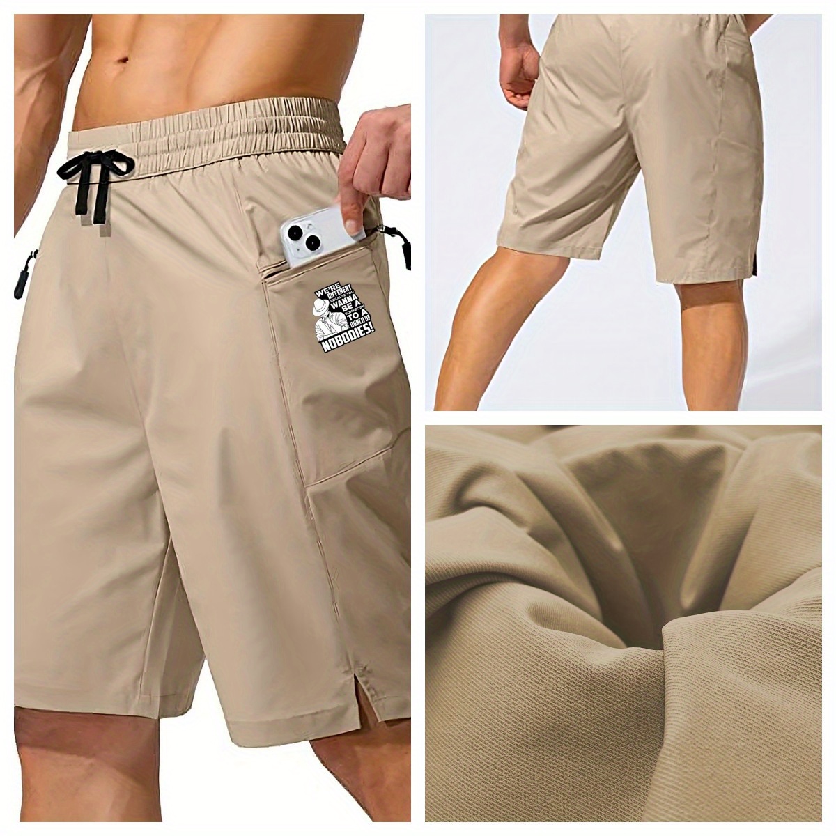 Men's Plus Size Drawstring Pocketed Shorts