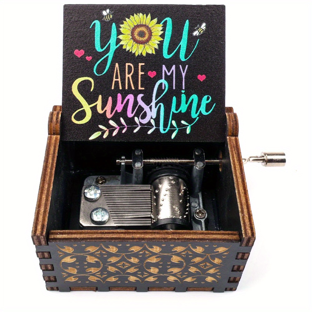 Vintage Wooden Music Box You Are My Sunshine I Love You Godfather