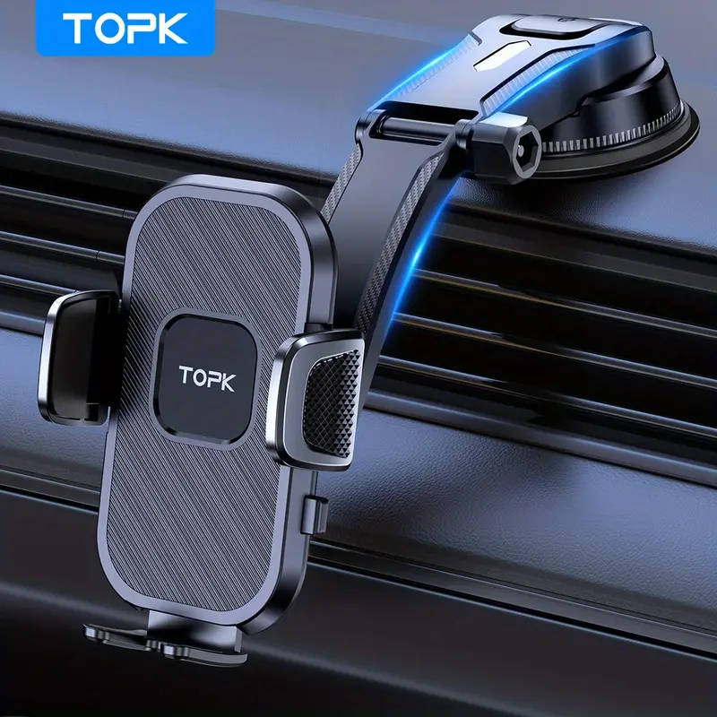 TOPK D38-C Car Phone Holder Mount, Upgraded Adjustable Horizontally And Vertically Cell Phone Holder For Car Dashboard Compatible With All Phones