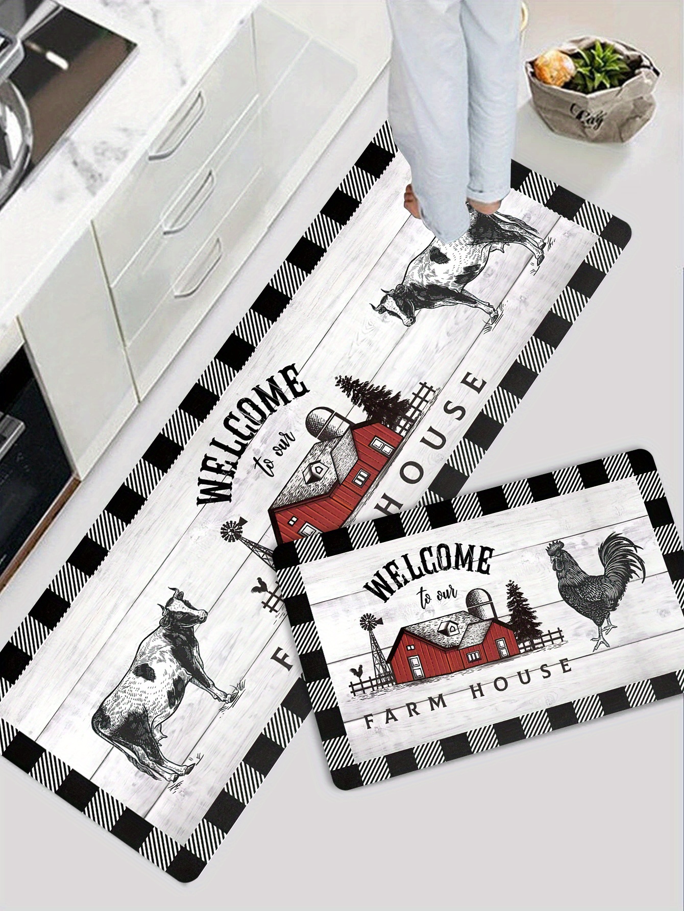 Farmhouse Kitchen Mat Non Slip Thick Kitchen Rugs Mats Floor Temu