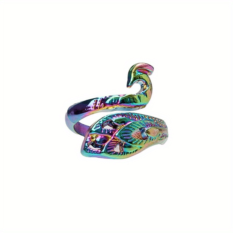 Dicosmetico 16 pz 2 stili 4 colori regolabile anello per maglieria all' uncinetto pavone ditale anello