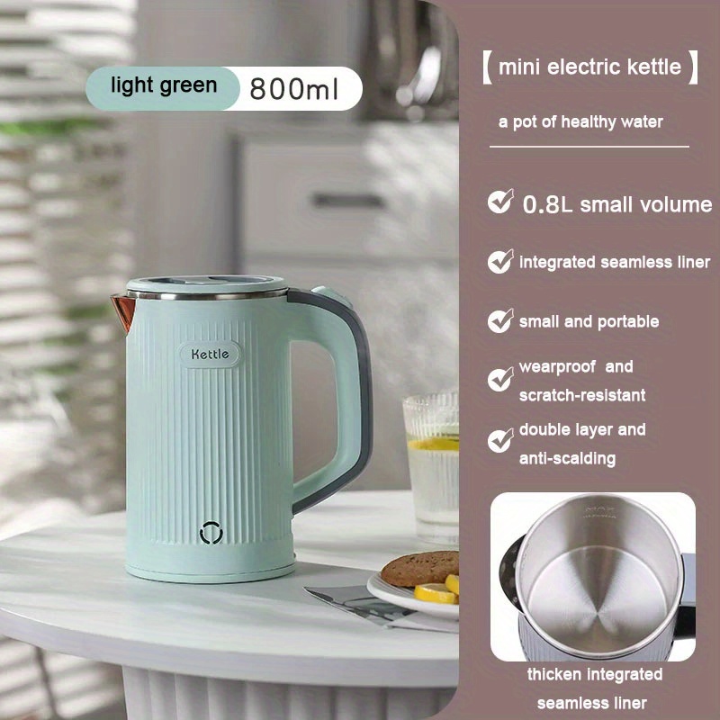 Small Electric Tea Kettle Stainless Steel, 0.8L Portable Mini Hot Water  Boiler Heater, Travel Electric Coffee Kettle with Auto Shut-Off & Boil Dry