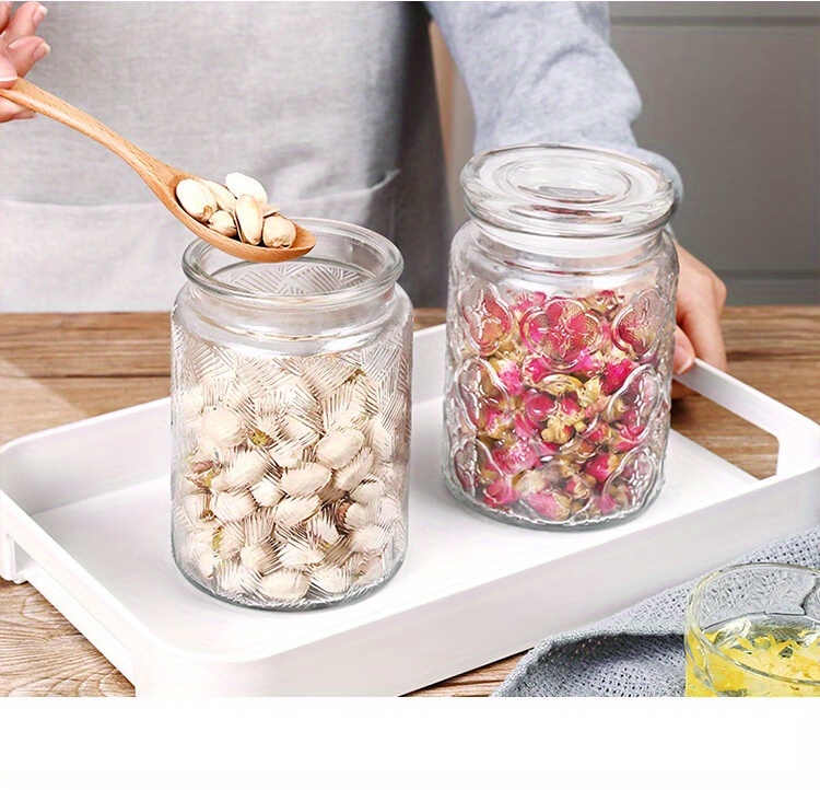 Square Glass Storage Jar, Candy Jars With Lids, Elegant Food Storage  Container With Airtight Bamboo Wooden Lid, Portable Transparent Food  Canisters For Tea, Coffee Bean, Sugar, Candy, Cookie, Spice, Home Kitchen  Supplies 
