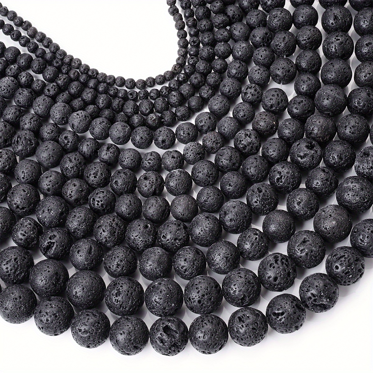 Natural Black Lava Stone Beads Round Loose Beads For Jewelry - Temu