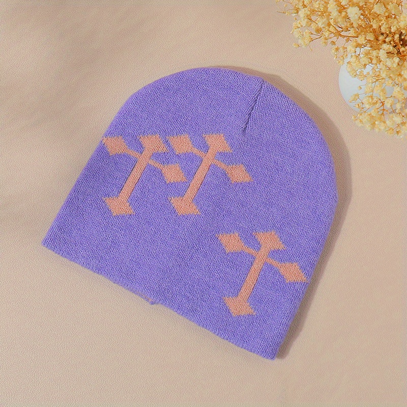 Y2K Multicolor Cross Woolen Stacking Beanie