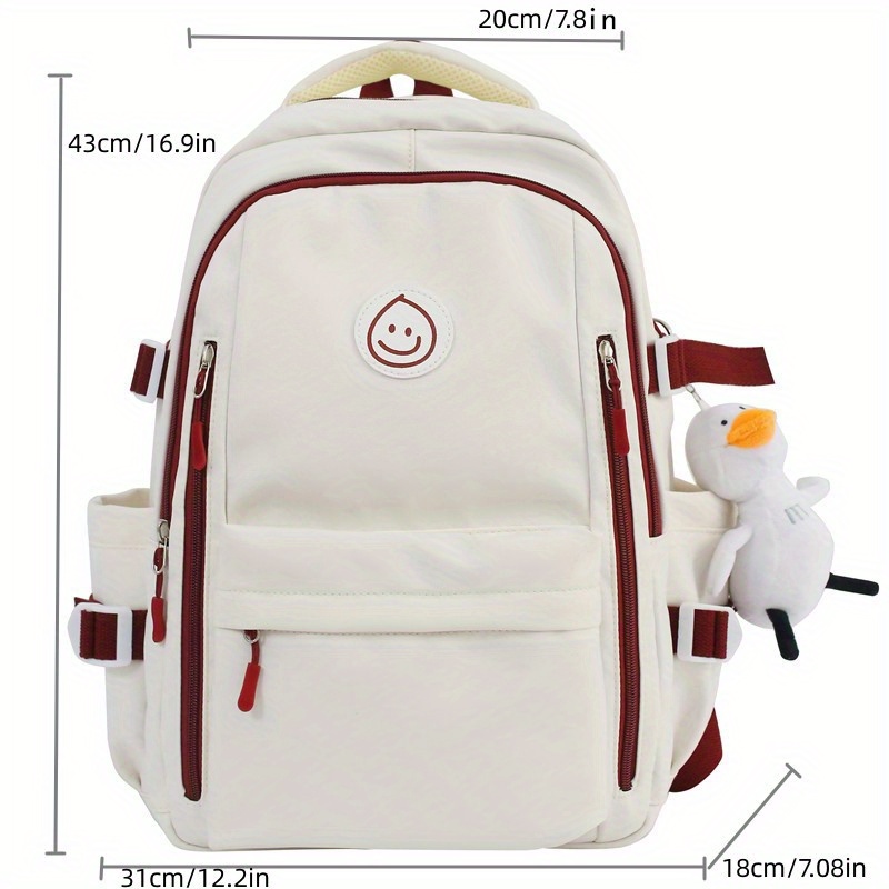 Casual Simple Multi-layer School Bag Large Capacity Student Backpack With  Duck Pendant Travel Bag - Temu