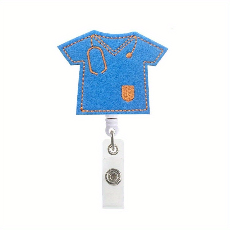 1pc Retractable Embroidered Felt Fabric Badge Clip Perfect For