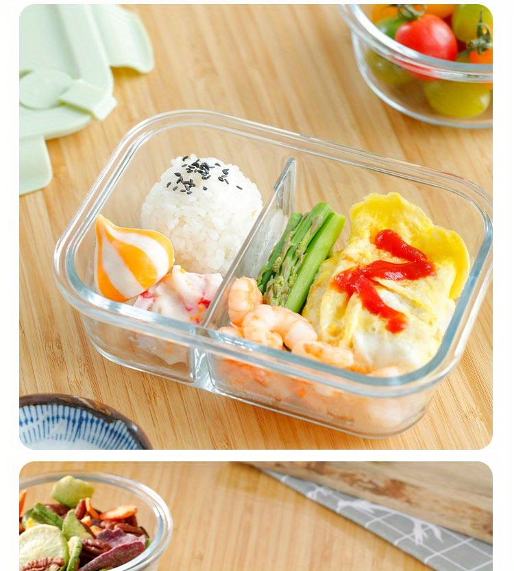 High Borosilicate Glass Lunch Box Microwave Oven Bento Bowl Sealed Glass  Office Workers' Fresh-keeping Box Set Bento Lunch Box - AliExpress