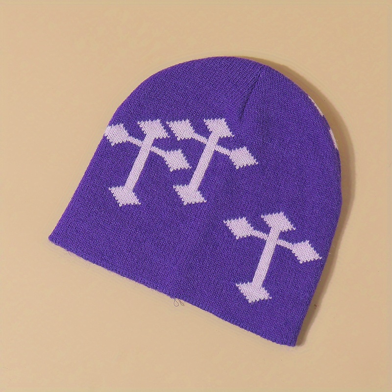 Y2K Multicolor Cross Woolen Stacking Beanie