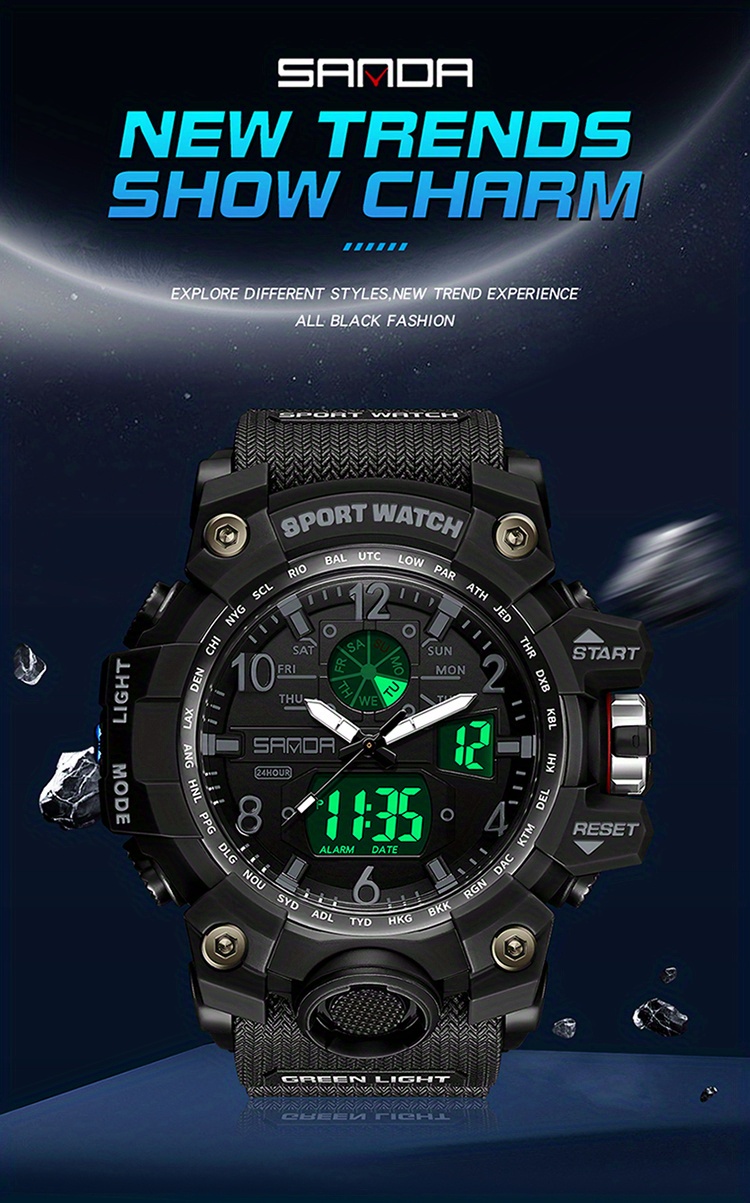 Reloj Deportivo Hombre Analogico Digital LED SANDA 742