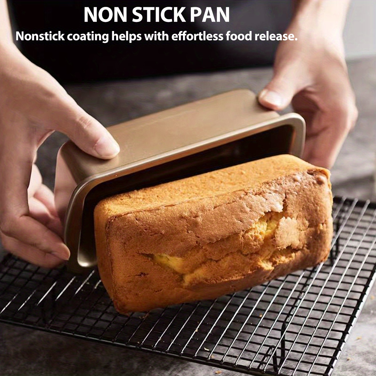 nonstick loaf pan rectangle carbon steel kitchen baking bread   toast baking mold with   handles bakeware pan for homemade cakes breads meatloaf brownies and   golden and gray best for christmas   thanksgiving details 9