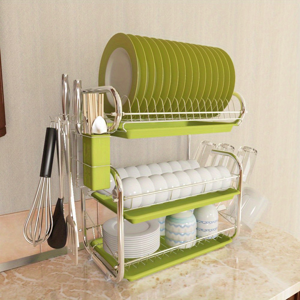 3 Tier Kitchen Plastic Dish Rack Dish Drying Rack for Home - China