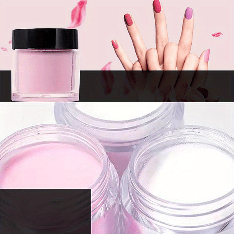 Polvo Acrílico Rosa Blanco Transparente Polímero Polvo Uñas - Temu