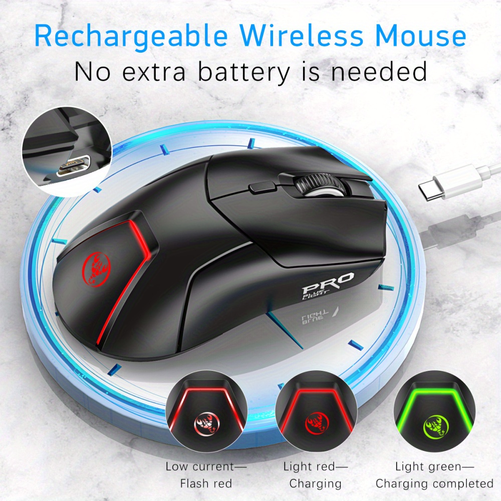 hxsj new 2 4g photoelectric wireless three mode mute game mouse 4000dpi adjustable rechargeable usb plug and play for desktop notebook office details 0