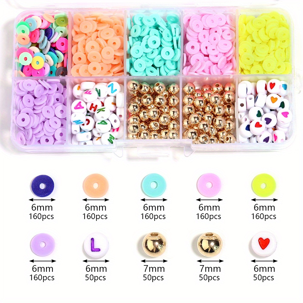 VILLCASE 1 Box Soft Pottery Set Spacer Beads Kit Small Beads DIY Craft  Charms Polymer Clay Slice Flat Disc Bead Clay Beads Tiny Beads for Jewelry