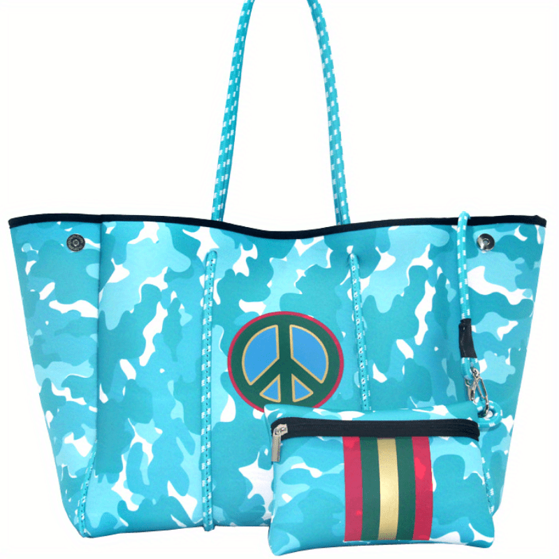 Camouflage Pattern Tote Bag, Neoprene Summer Beach Bag, Lightweight Travel  Handbags Shopping Bag - Temu