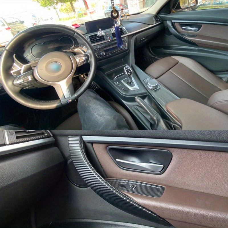 KUNGKIC de voiture en fibre de carbone pour l'intérieur de la console  centrale - Autocollant - Accessoires décoratifs - Compatible avec BMW F30  F31