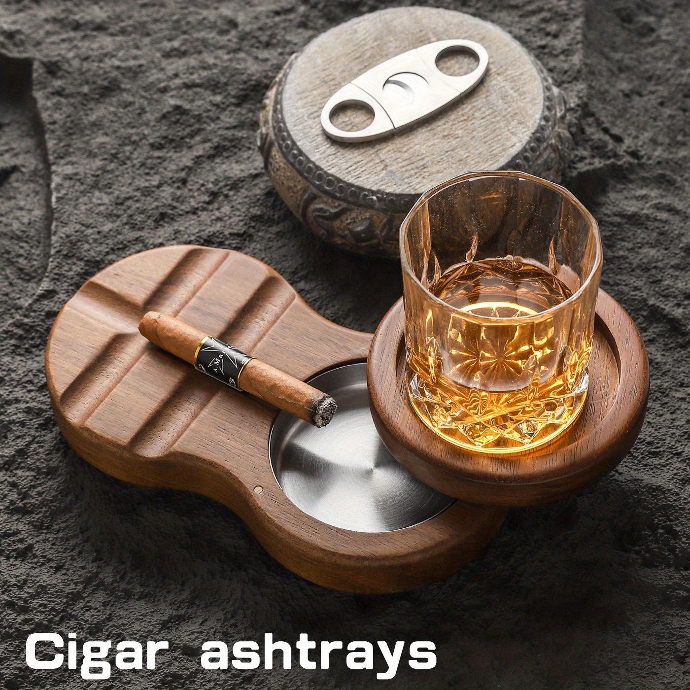 Wooden Ashtrays Coaster Whiskey Glass Tray - Temu