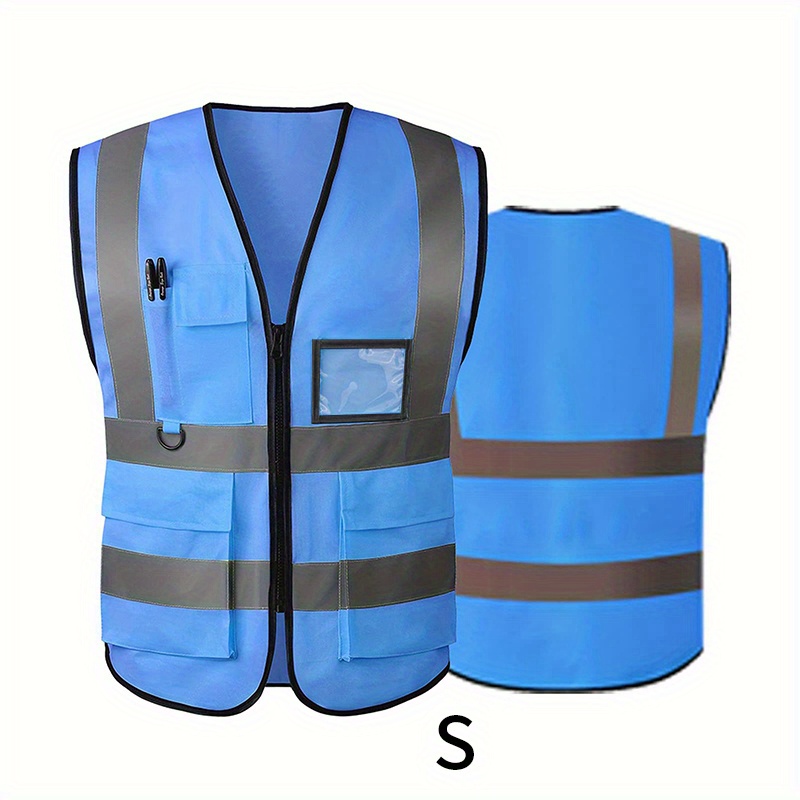 Blue safety vest with on sale pockets