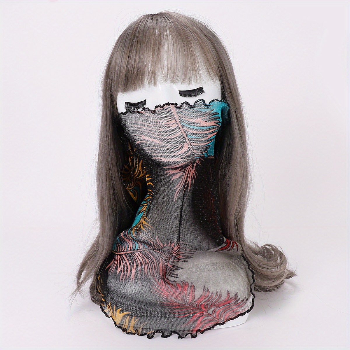 Ruffles Neck Gaiter Thin Veil Boho Gauze Mask Sunproof Dustproof