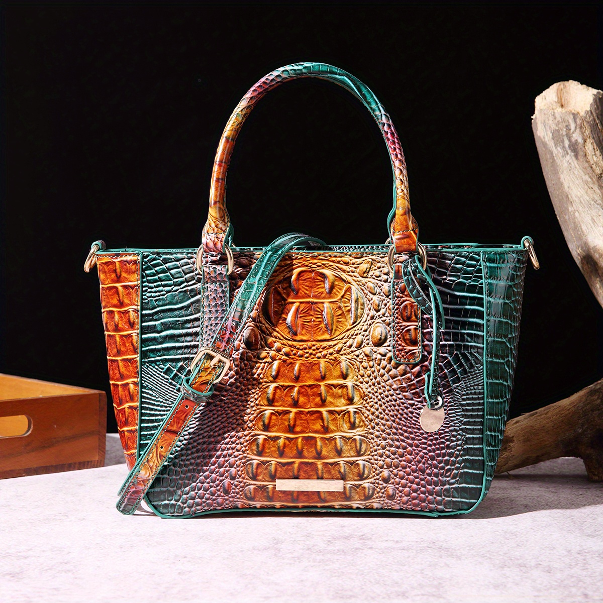 Luxury Women Alligator Handbag Brahmin Bags Retro Animal Pattern Shoulder  Bag Fashion Crossbody Bag
