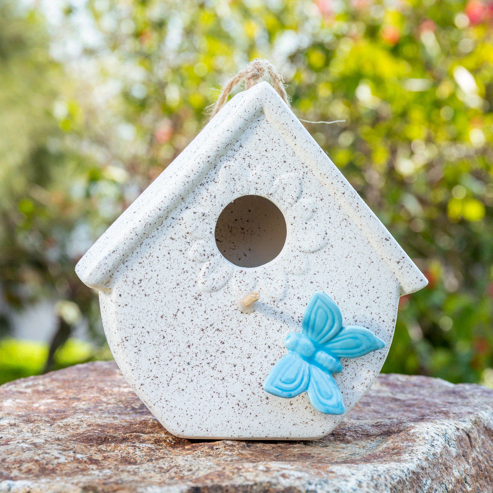 1pc Mushroom Bird House Ceramic Hanging Kit For Outdoor Garden Decor