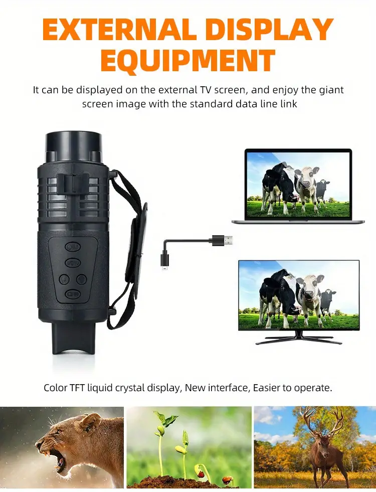 send 32g memory card night vision device 1080p hd sports camera infrared night vision instrument 5x digital zoom hunting telescope outdoor day and night dual use 100 night built in rechargeable lithium battery hd photos and videos suitable for hunting camping details 8