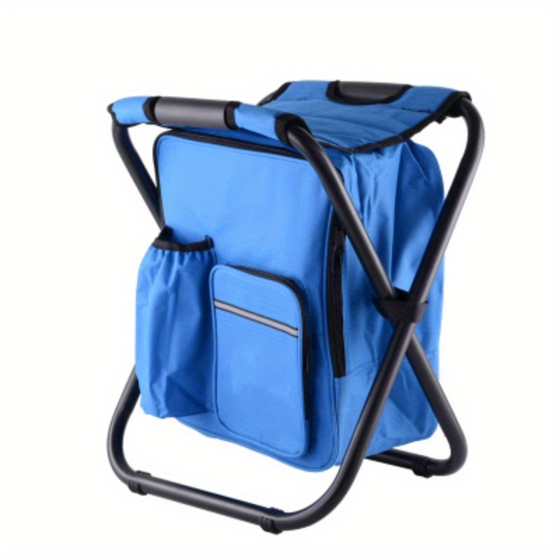 1pc Portable 3 In 1 Cooler Backpack With Folding Stool And Cooling