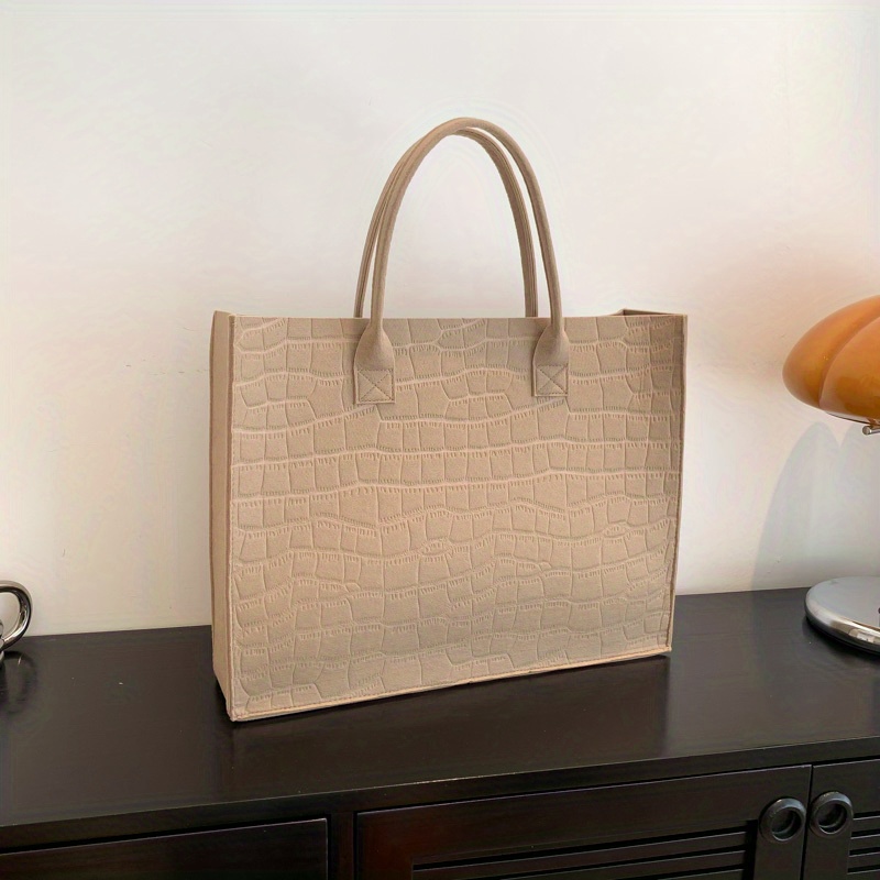 Furla Italian Leather Embossed Crocodile Tote Shoulder Bag Satchel Handbag  Taupe