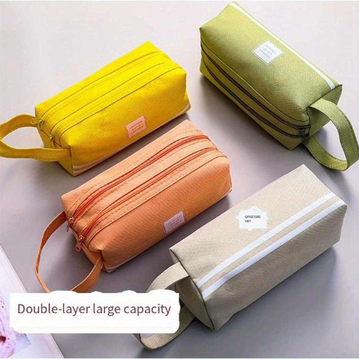 Large Capacity Double layer Canvas Pencil Case: The Ultimate - Temu