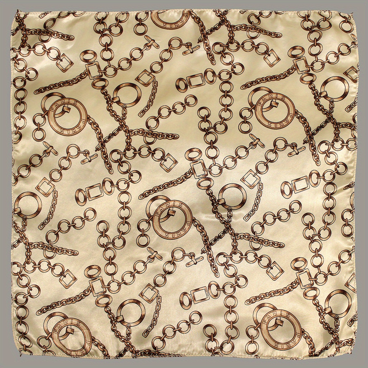 TEMU 19.7" Pañuelo cuadrado de cadena vintage elegante pañuelo de seda para mujeres
