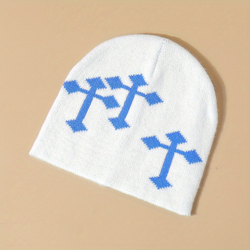 Y2K Multicolor Cross Woolen Stacking Beanie