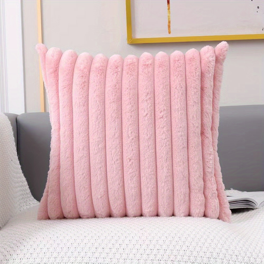 Gradient Striped Throw Pillows With Insert Square Cushion, Decorative Couch  Pillow, Soft Cozy Faux Fur Plush & Velvet Pillow For Living Room, Bed, Sofa,  Couch - Temu