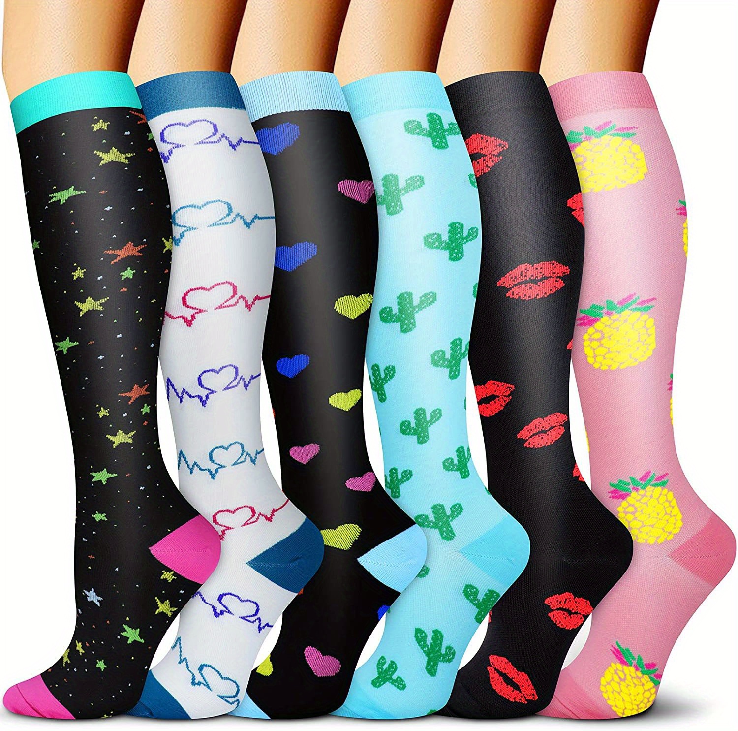 Cute Animal Compression Socks For Cycling Fox Cat Dog Bee - Temu