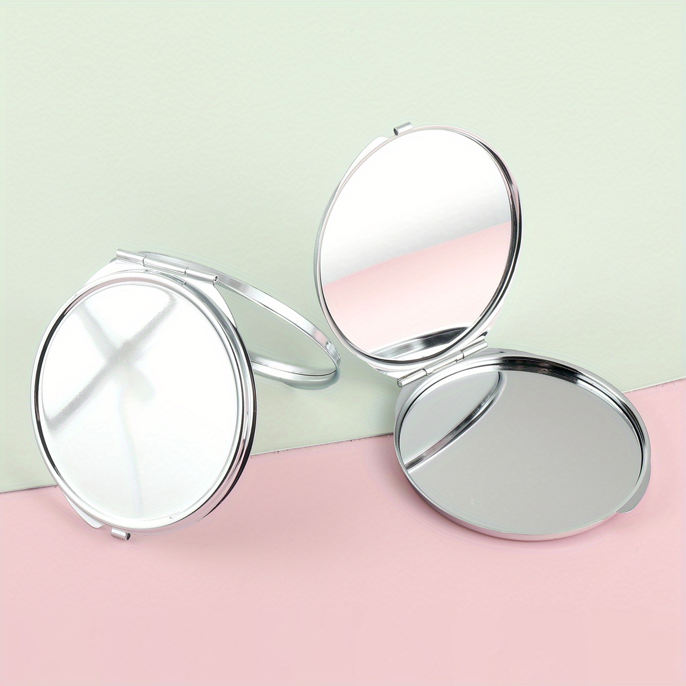Image of Small Round Mirror, Mini Folding Mirror, Portable Pocket Mirror, Small Makeup Mirror, Portable Travel Makeup Mirror, Daily Use For Women And Girls