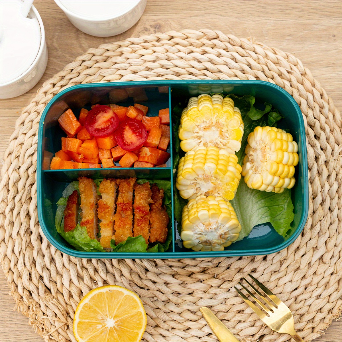 Lunch Box For Adults, 1200ml Kids Bento Box With 3 Compartments