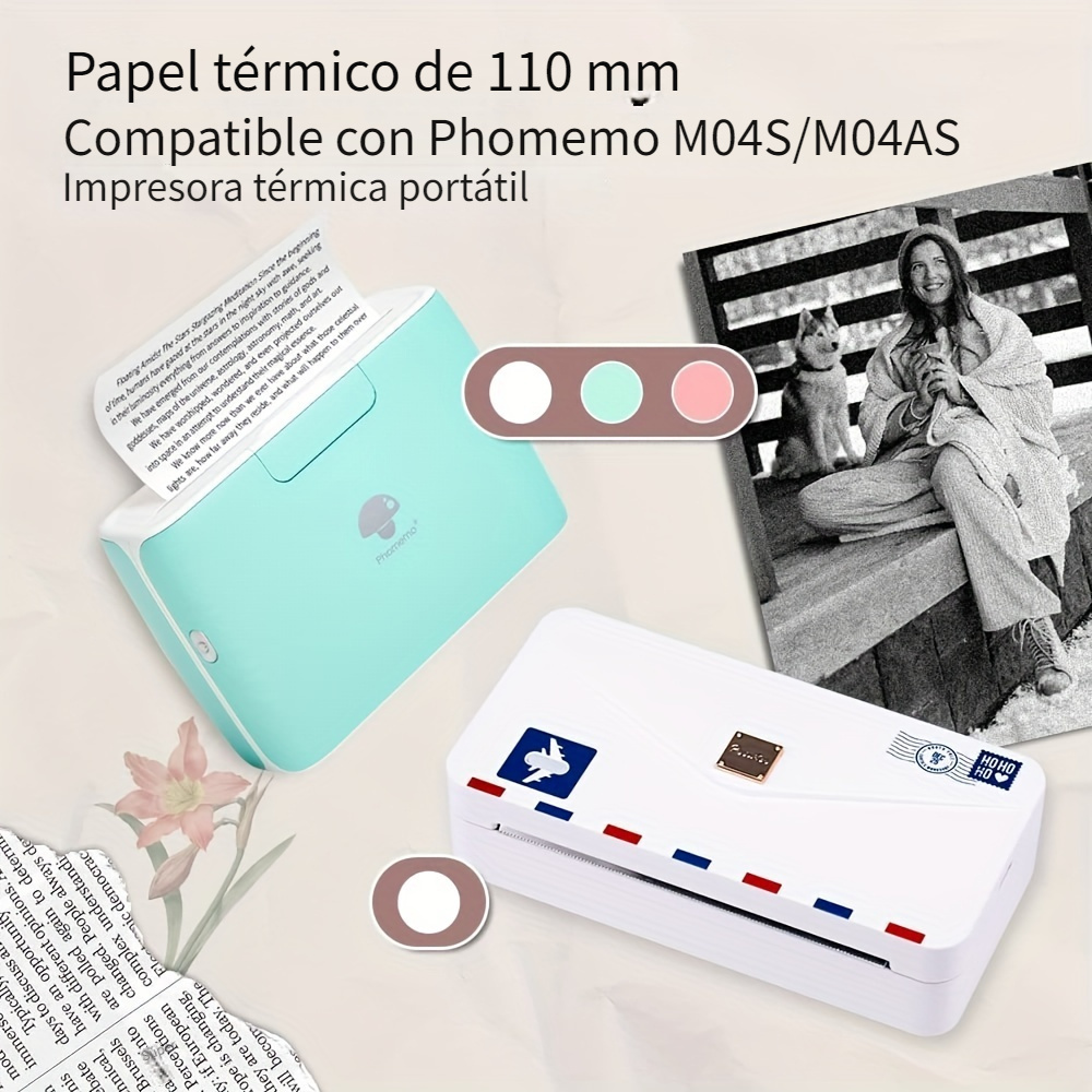  Phomemo M04S Impresora térmica portátil con papel