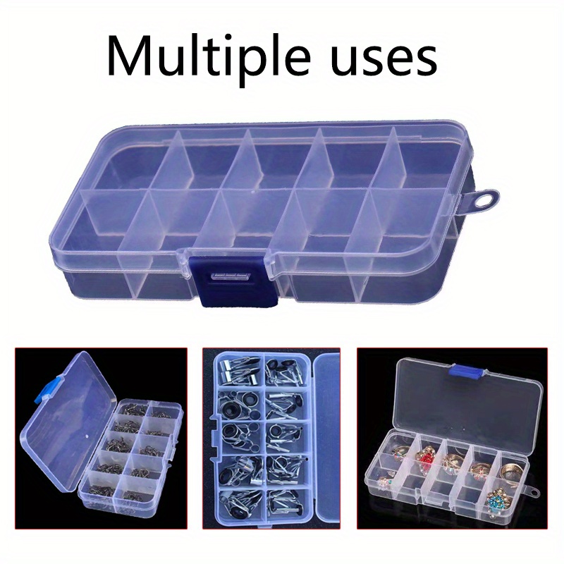 1pc Multi-Purpose Transparent Storage Box with 10 Detachable Compartments  for Jewelry and Fishing Tools