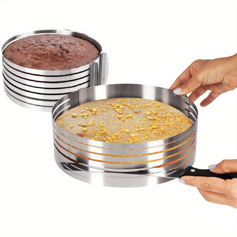 1pc cake slicing tool adjustable stainless steel cake cutter ring 7 levels for perfect   two size options 6 8inch or 9 12 inch details 5