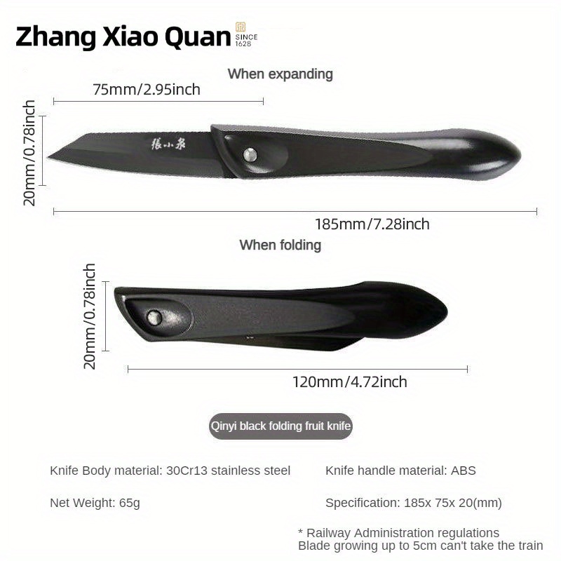 1pc 75mm Blade Length Portable Steel Handle Small Knife For Home Use,  Outdoor Survival Tool