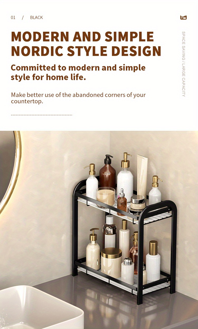 2 tier Bathroom Countertop Organizer Standing Rack Bathroom - Temu