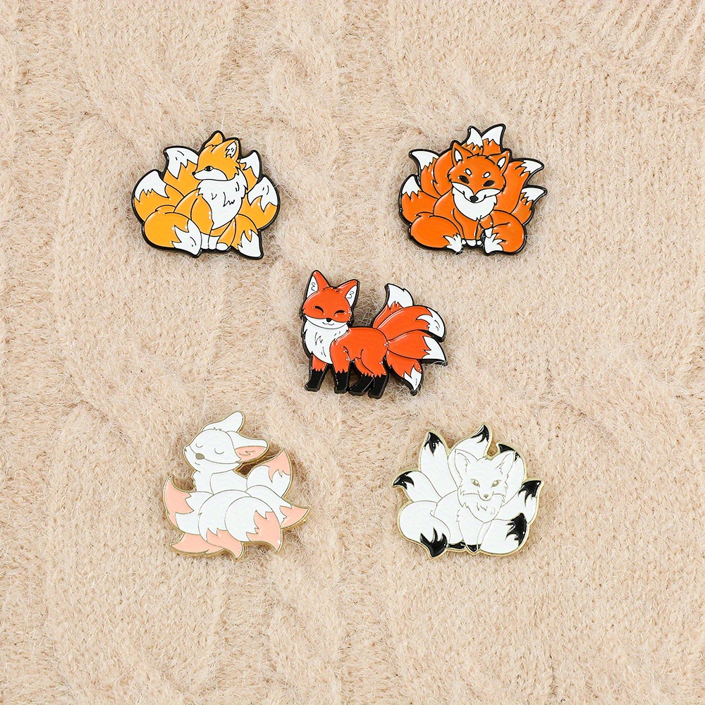 Cute Nine Tailed Fox Brooch Anime Pin Creative Metal Paint - Temu