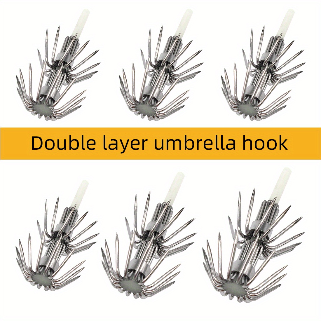 Stainless Steel Double Layers Umbrella Hook Squid Octopus Fishing Jig Hooks Single