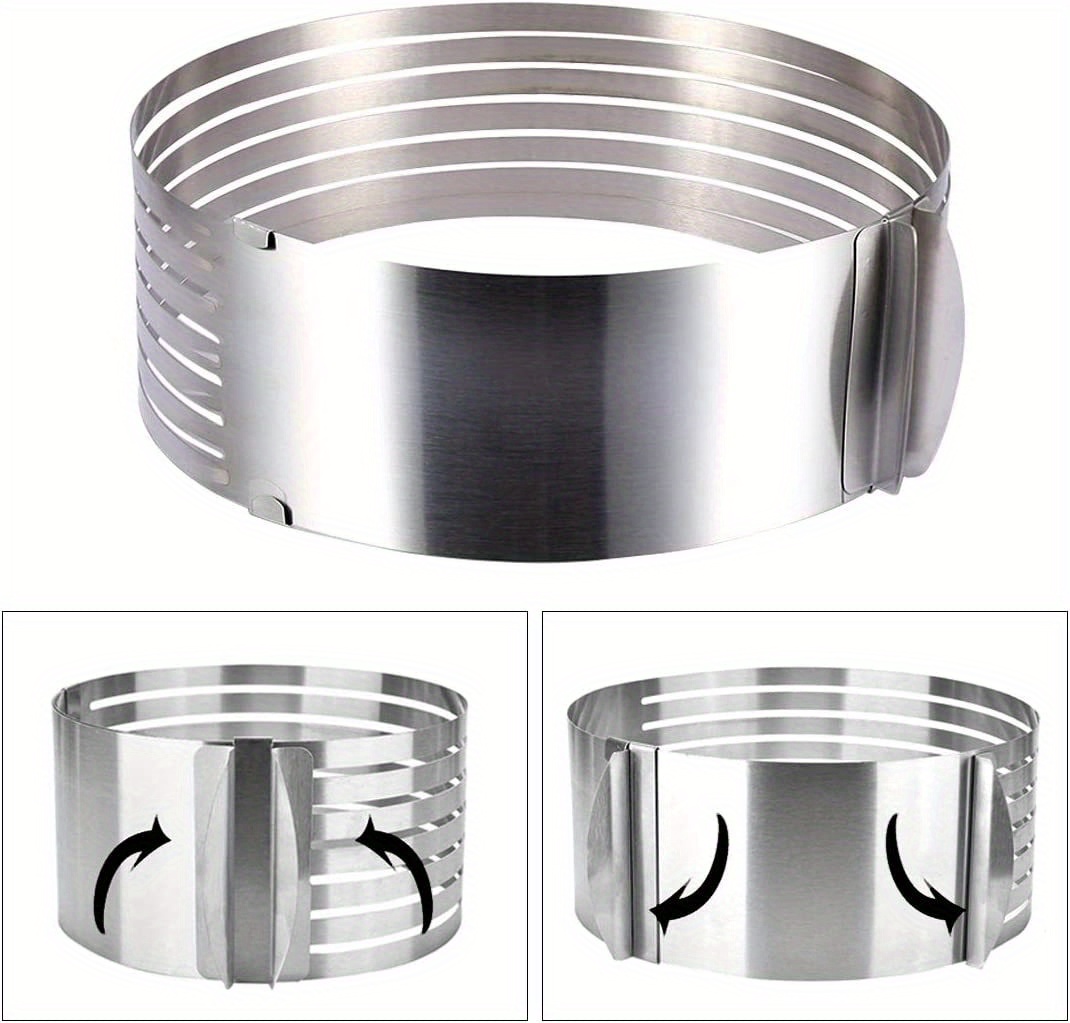 1pc cake slicing tool adjustable stainless steel cake cutter ring 7 levels for perfect   two size options 6 8inch or 9 12 inch details 1