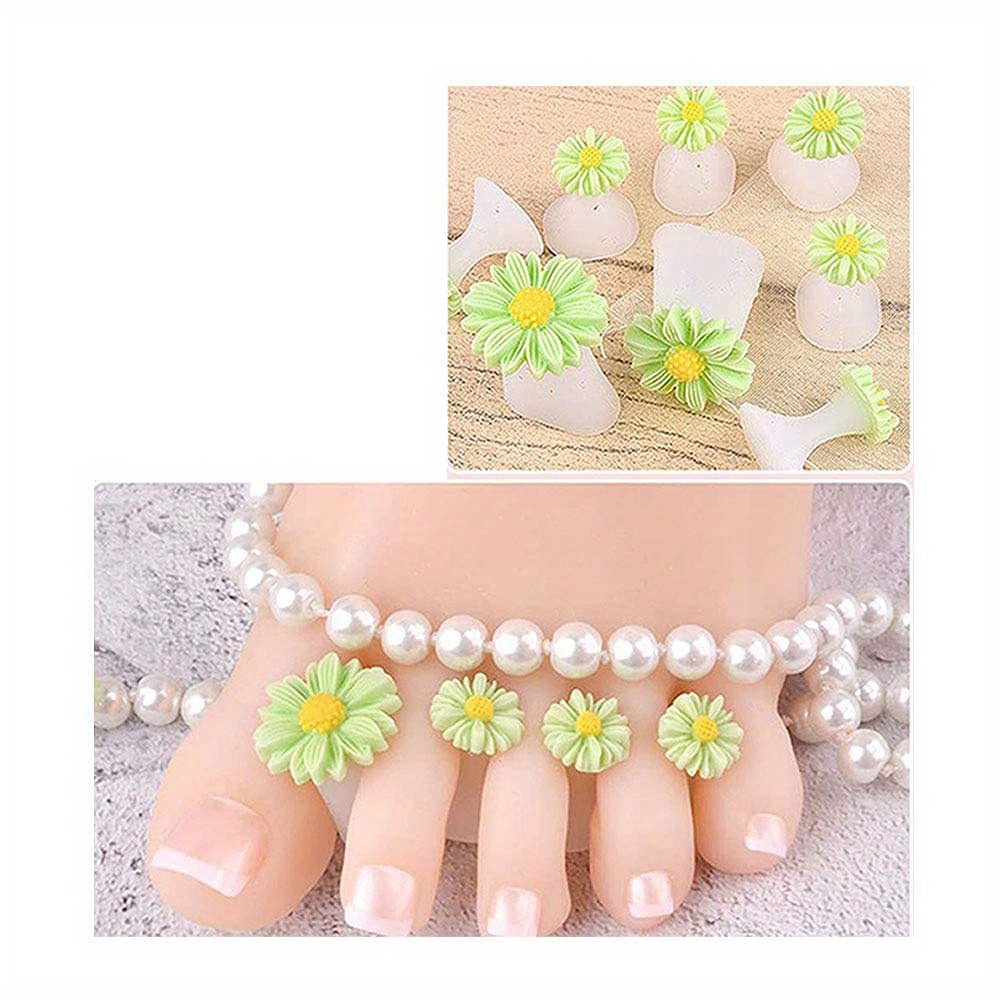 8 Pcs Daisy Flower Silicone Toe Separators Pedicure Tools