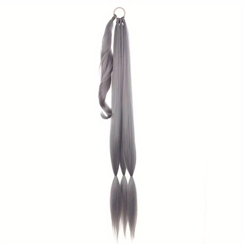 76cm Y2K Straight Braided Ponytail Extensions Rubber Band Synthetic Hair