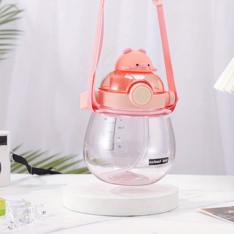 27oz Leak Proof Corgi Water Bottle with Straw & Strap for Girls