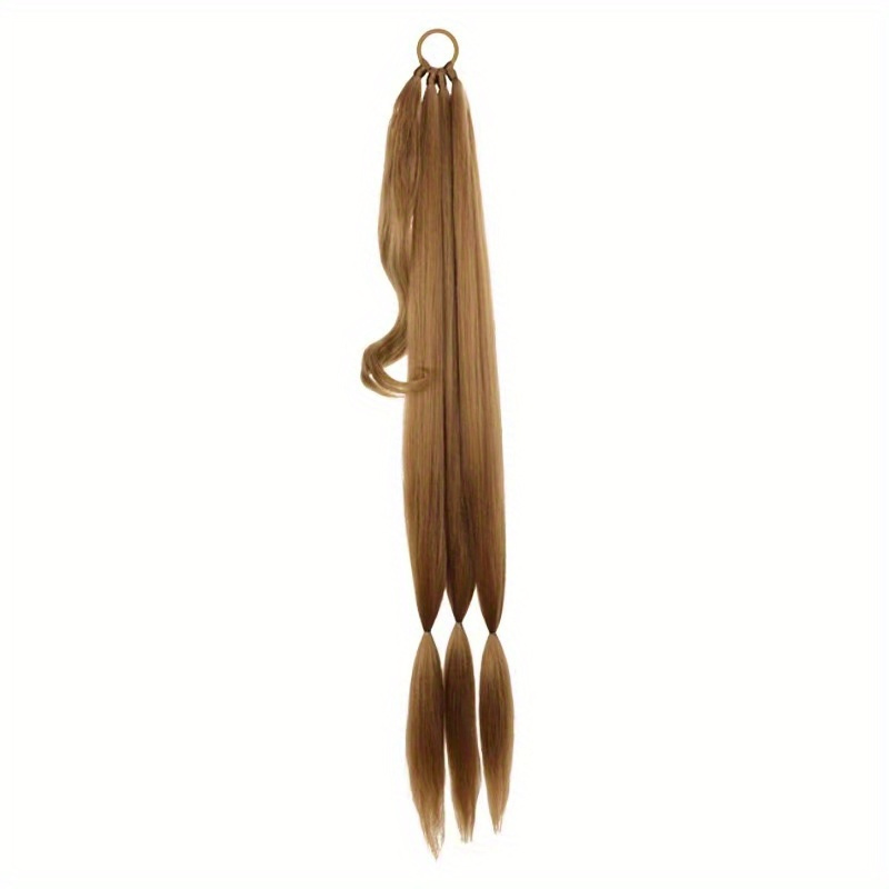 76cm Y2K Straight Braided Ponytail Extensions Rubber Band Synthetic Hair